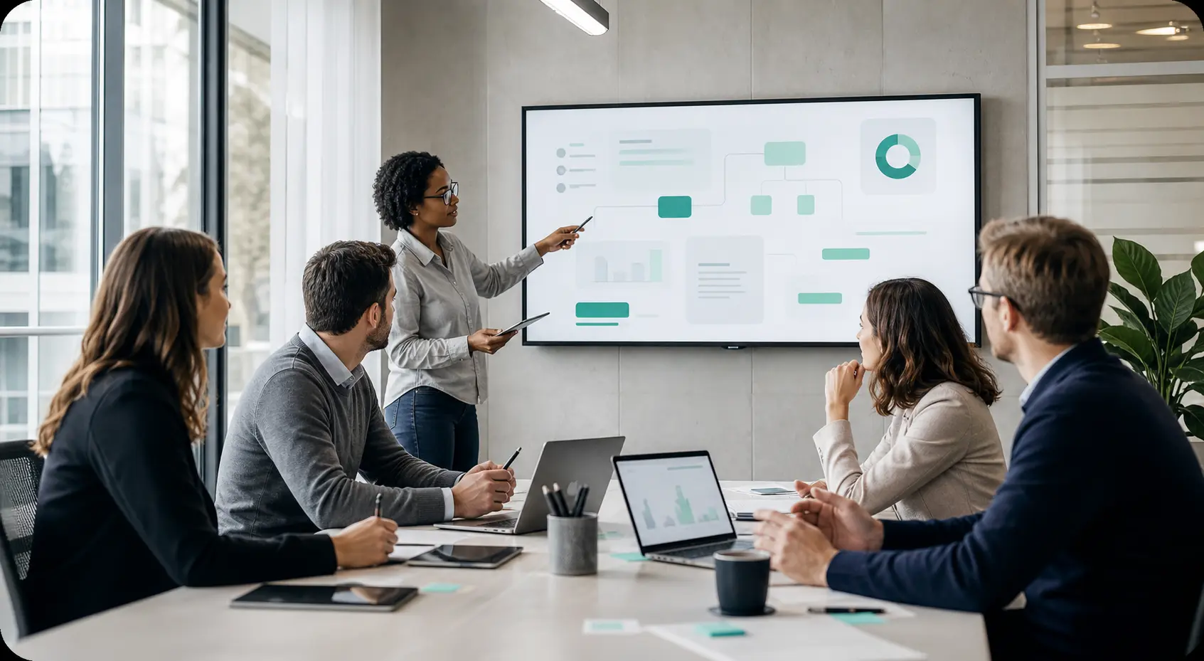 Équipe travaillant sur un projet de transformation digitale